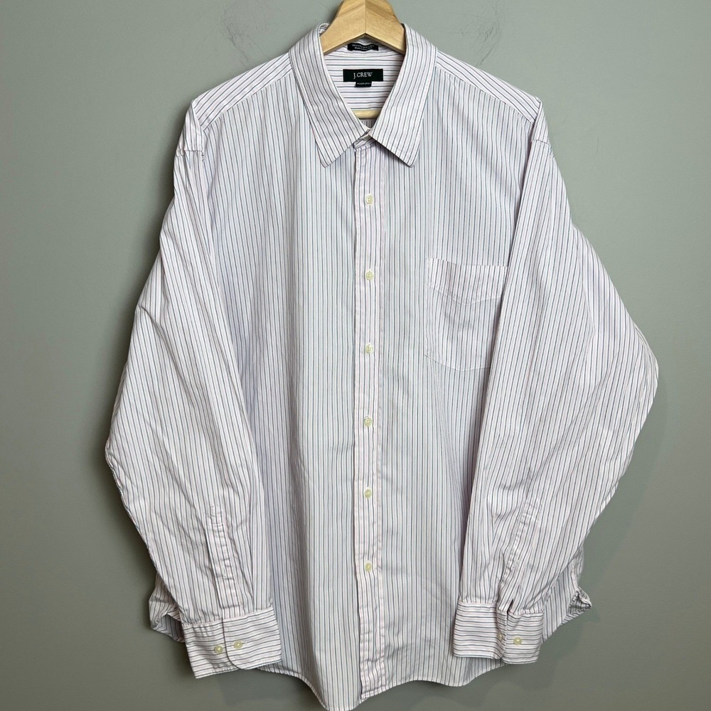 J. Crew Shirt Mens Extra Large Striped Button Down Pink Blue Classic Fit